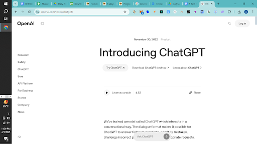 ChatGPT Artificial Intelligence Chatbot for Research